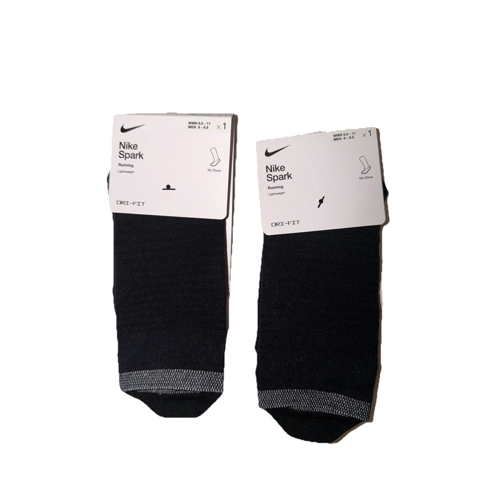 2 Pack Nike Spark Running Socks Womens 9.5-11 Black No Show Dri-fit